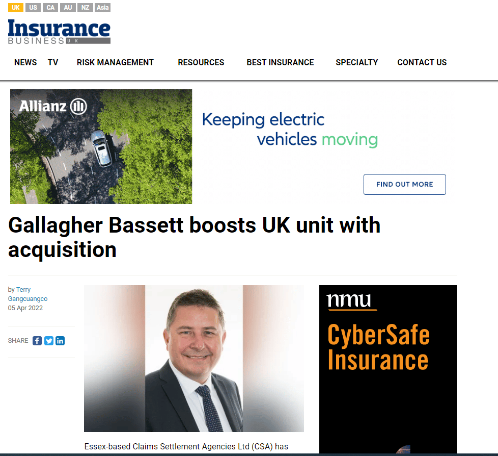 Gallagher Bassett boosts UK unit with acquisition